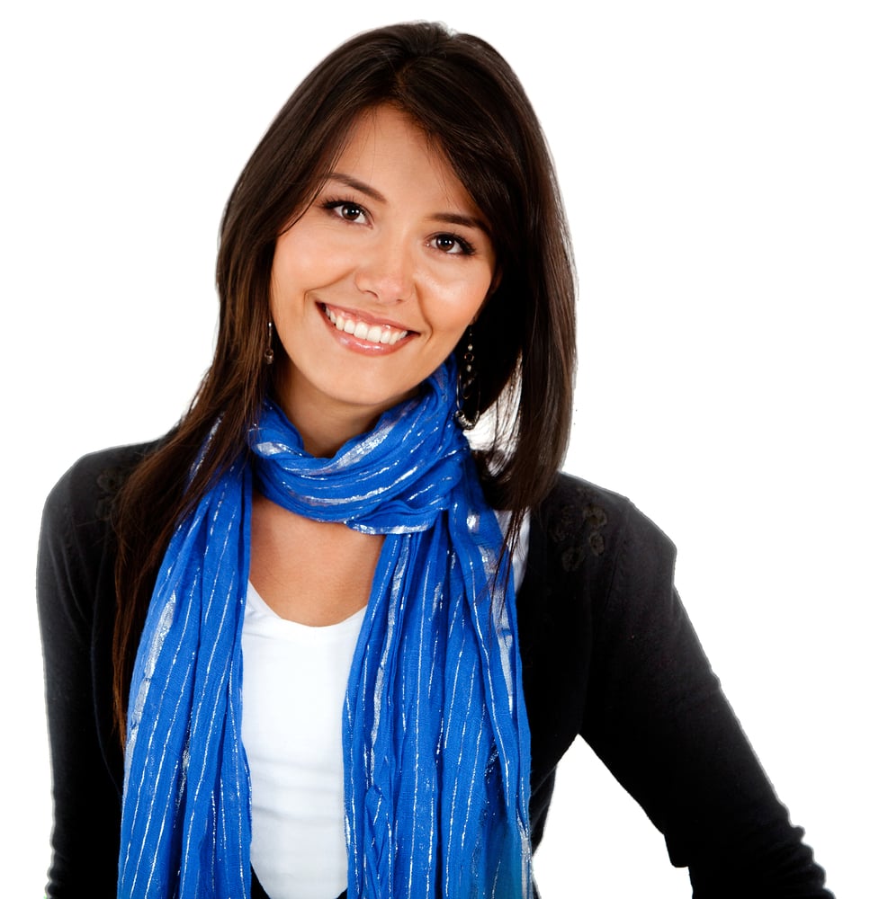 Beautiful woman smiling Ã¢Â?Â? isolated over a white background